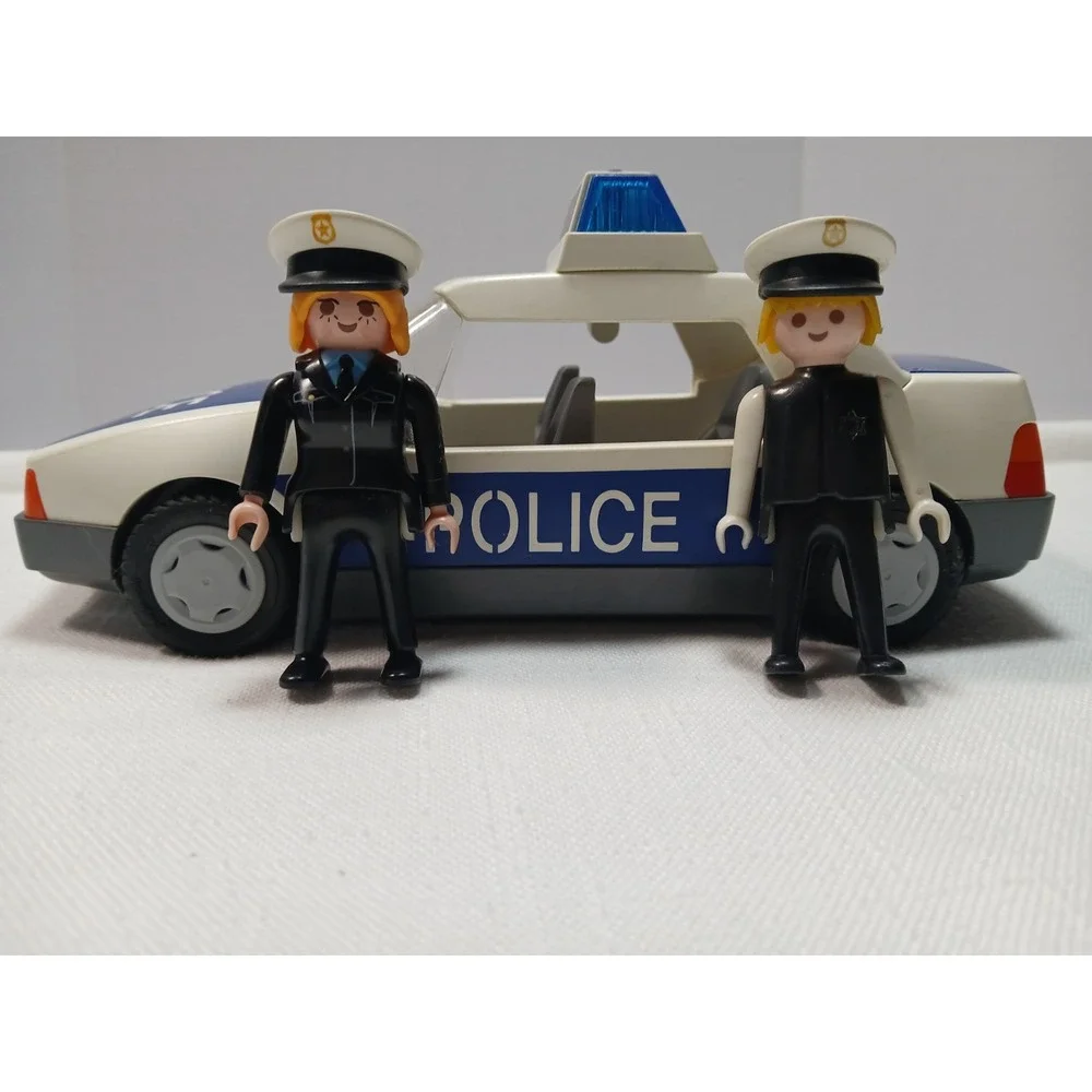 Vintage Playmobil 3904 Police Car Patrol Vehicle Set w/ 2 Figures -